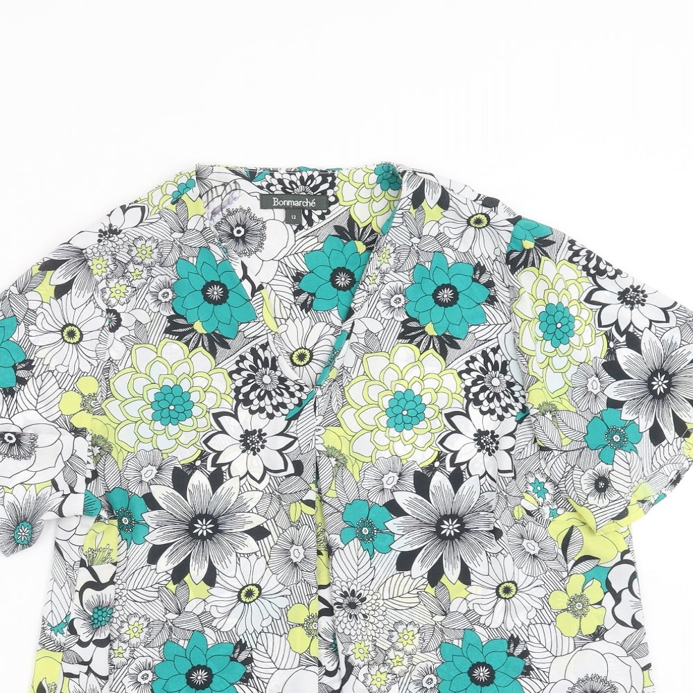 Bonmarche Womens Green Floral  Basic Blouse Size 12