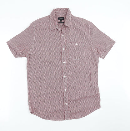 Mens UK Size S NEXT Red  Button-Up Short Sleeve Casual Shirt