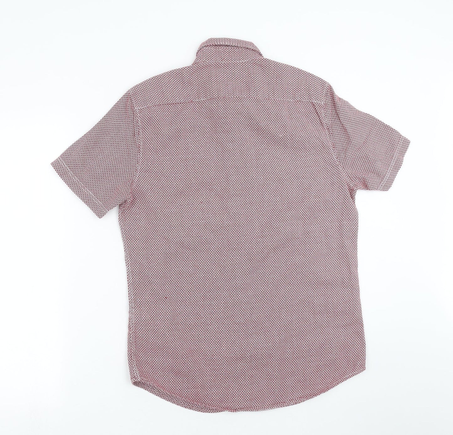Mens UK Size S NEXT Red  Button-Up Short Sleeve Casual Shirt