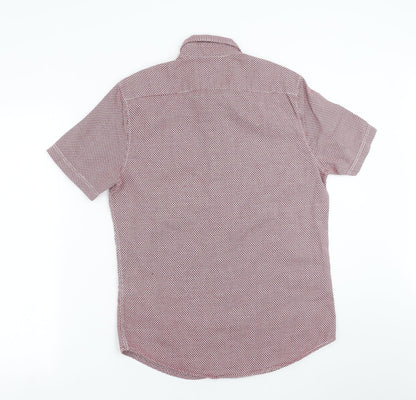 Mens UK Size S NEXT Red  Button-Up Short Sleeve Casual Shirt