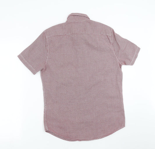 Mens UK Size S NEXT Red  Button-Up Short Sleeve Casual Shirt