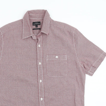 Mens UK Size S NEXT Red  Button-Up Short Sleeve Casual Shirt