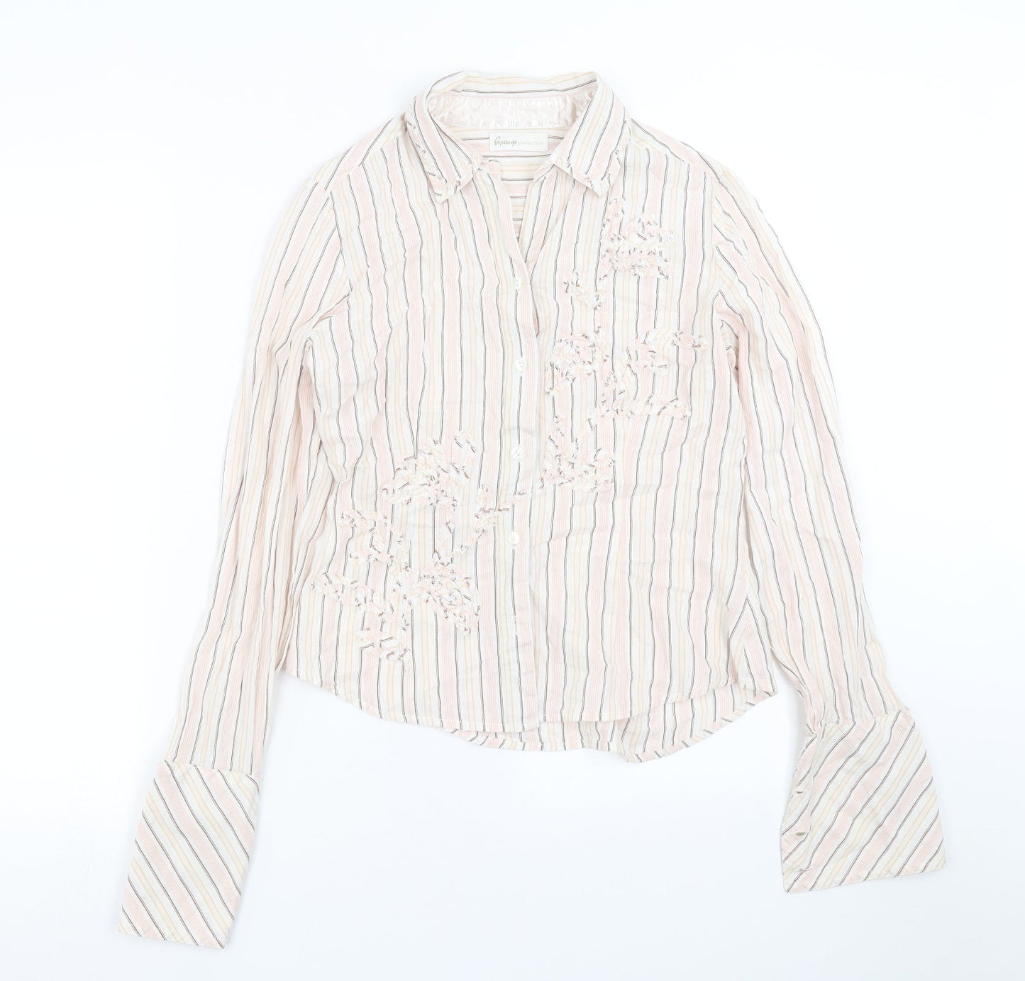 George Womens Pink Striped  Basic Button-Up Size 12