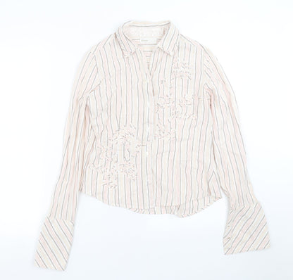 George Womens Pink Striped  Basic Button-Up Size 12