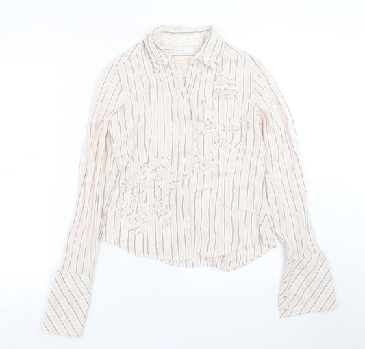 George Womens Pink Striped  Basic Button-Up Size 12
