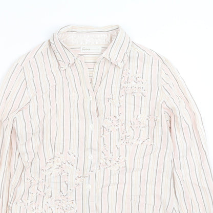 George Womens Pink Striped  Basic Button-Up Size 12