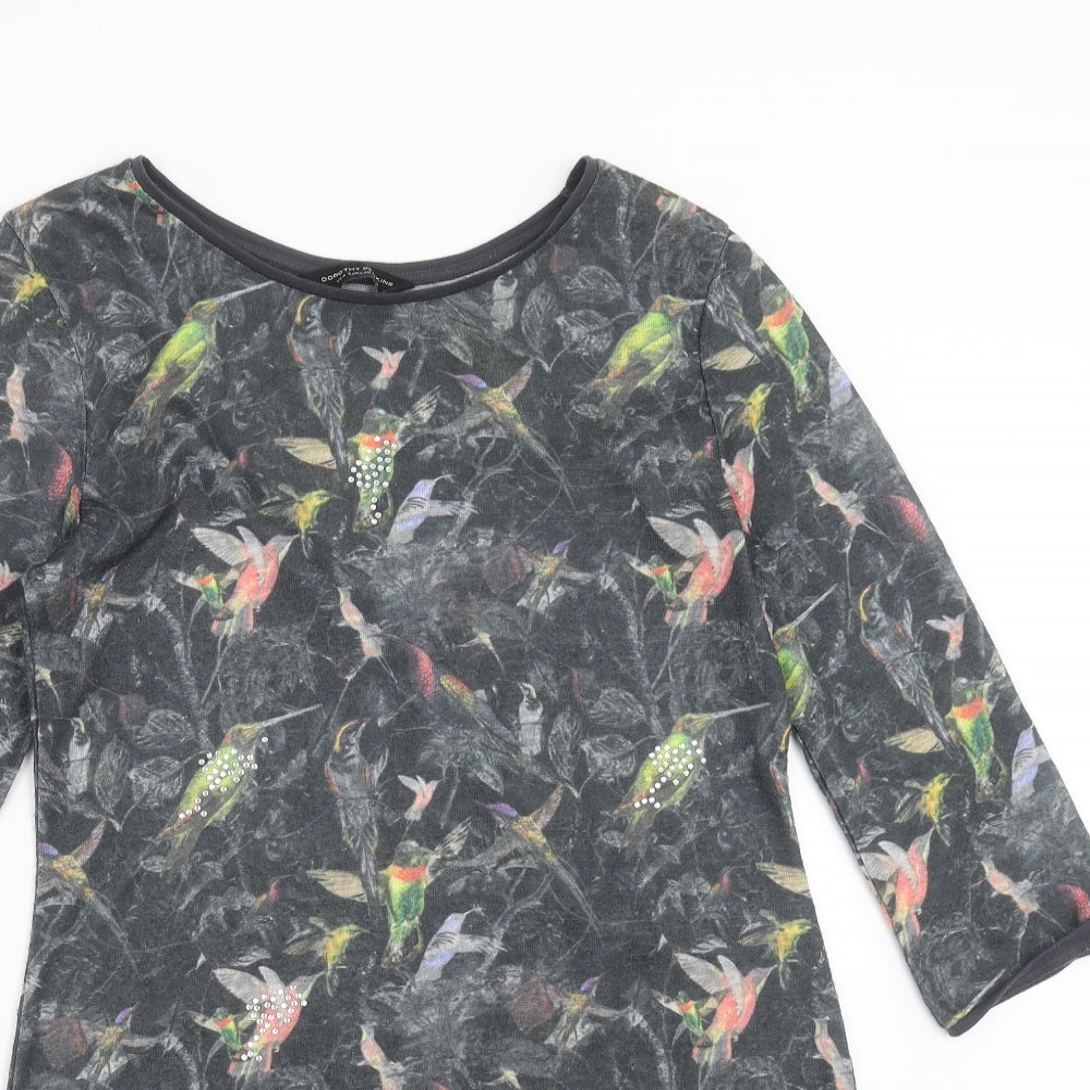 Dorothy Perkins Womens Green   T-Shirt Dress  Size 12  - Bird pattern