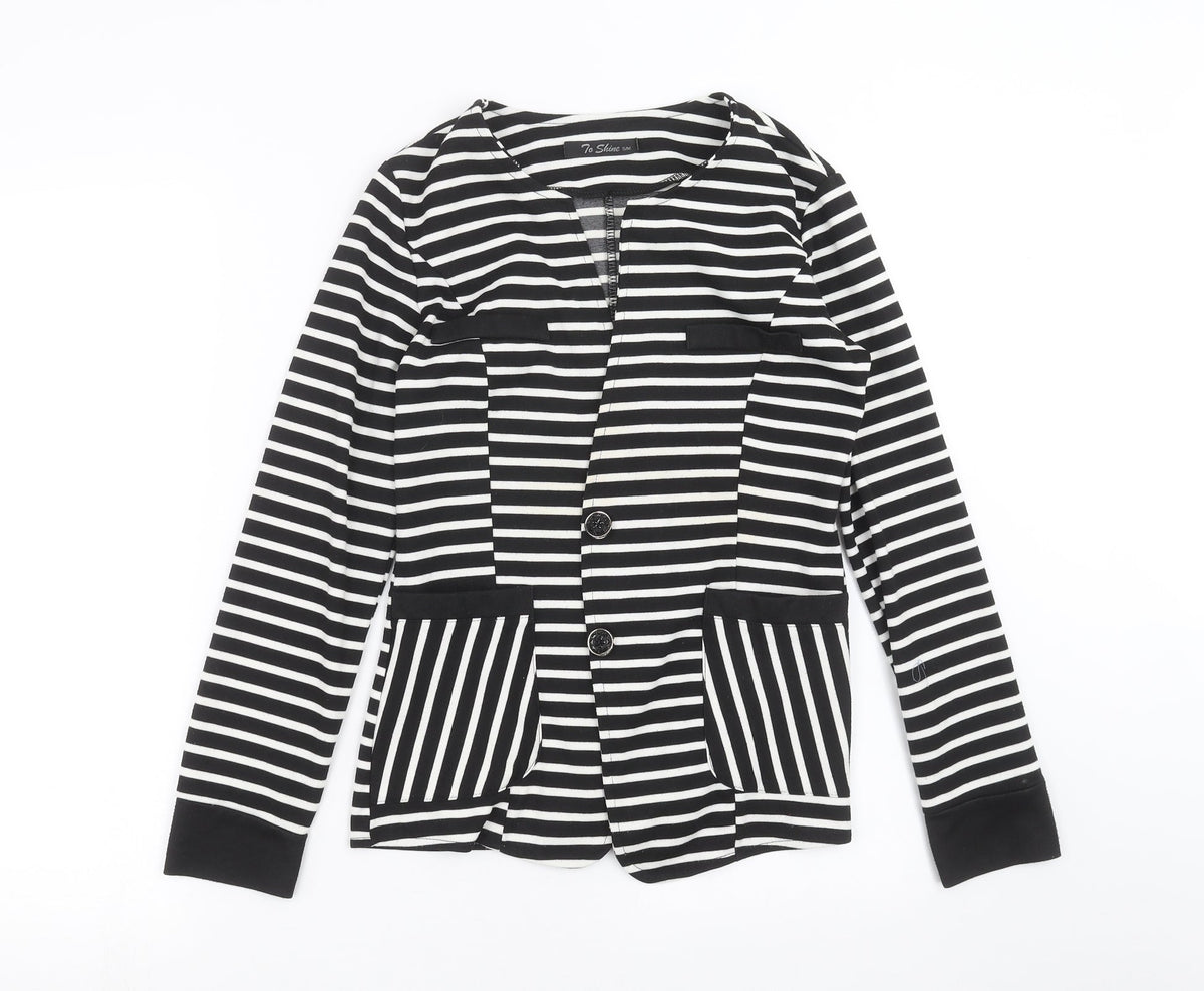 to shine Womens Black Striped  Jacket  Size S