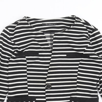 to shine Womens Black Striped  Jacket  Size S