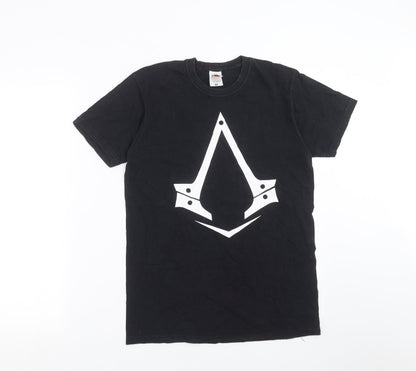 Mens UK Size S Fruit of the Loom Black  T-Shirt