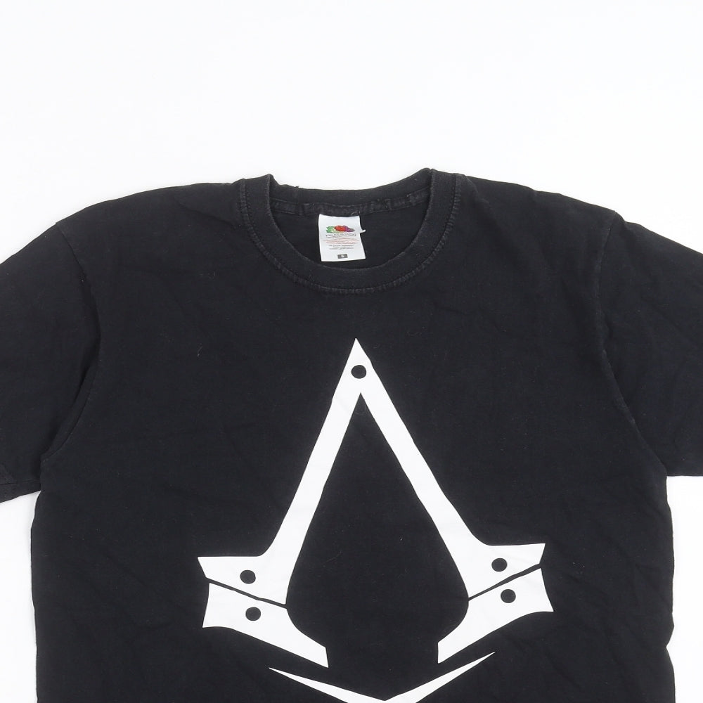 Mens UK Size S Fruit of the Loom Black  T-Shirt