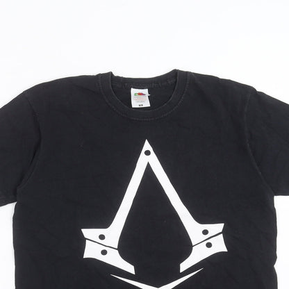 Mens UK Size S Fruit of the Loom Black  T-Shirt
