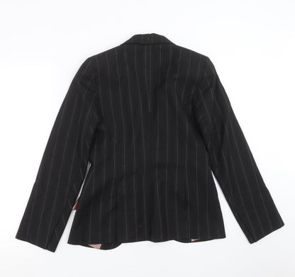 Oasis Womens Black Striped  Jacket Suit Jacket Size 8