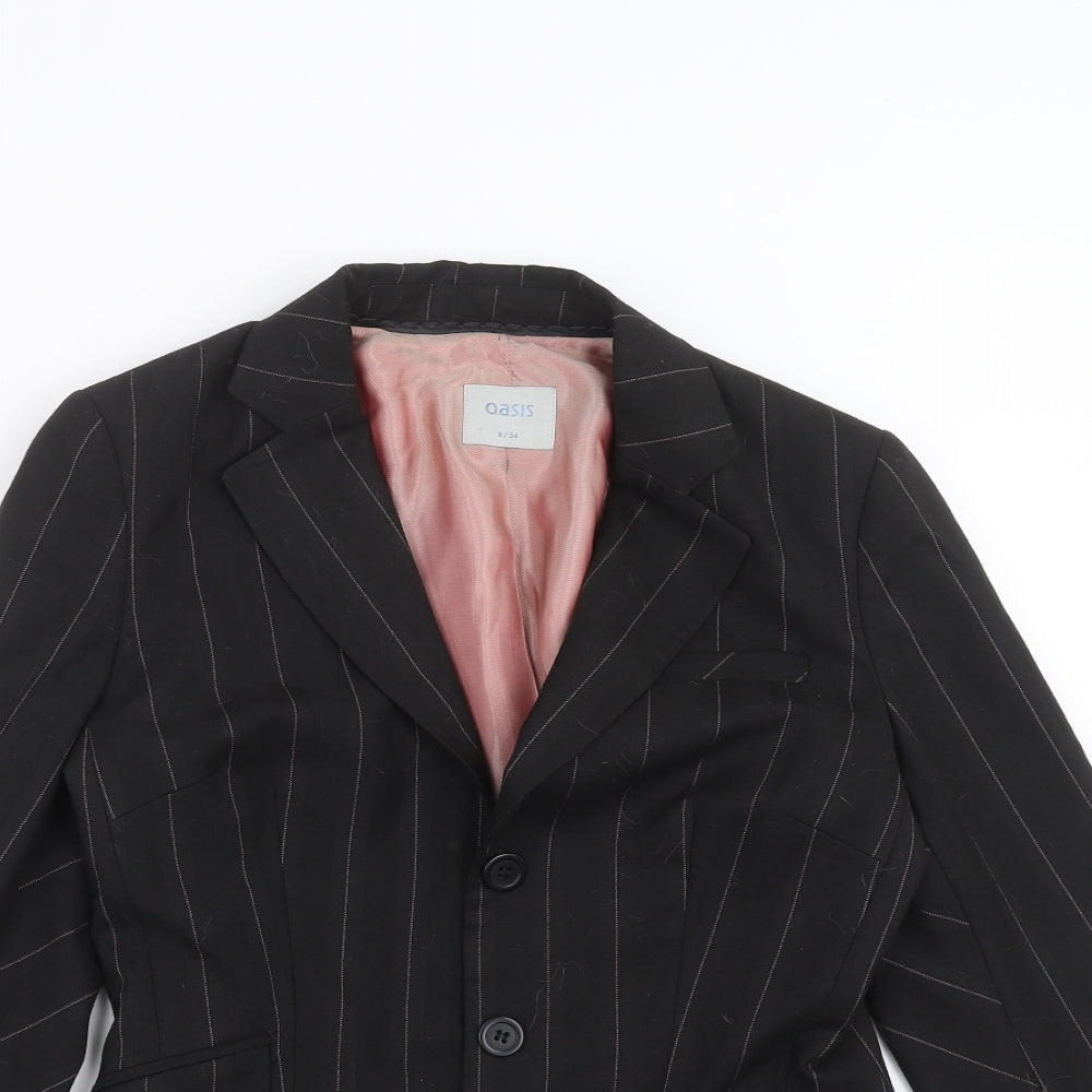 Oasis Womens Black Striped  Jacket Suit Jacket Size 8
