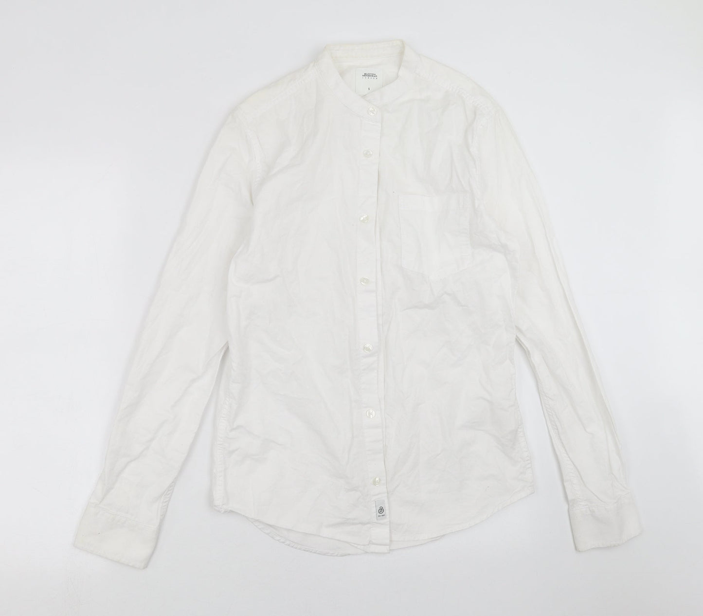 Mens UK Size S Burton Menswear White  Button-Up Long Sleeve Casual Shirt