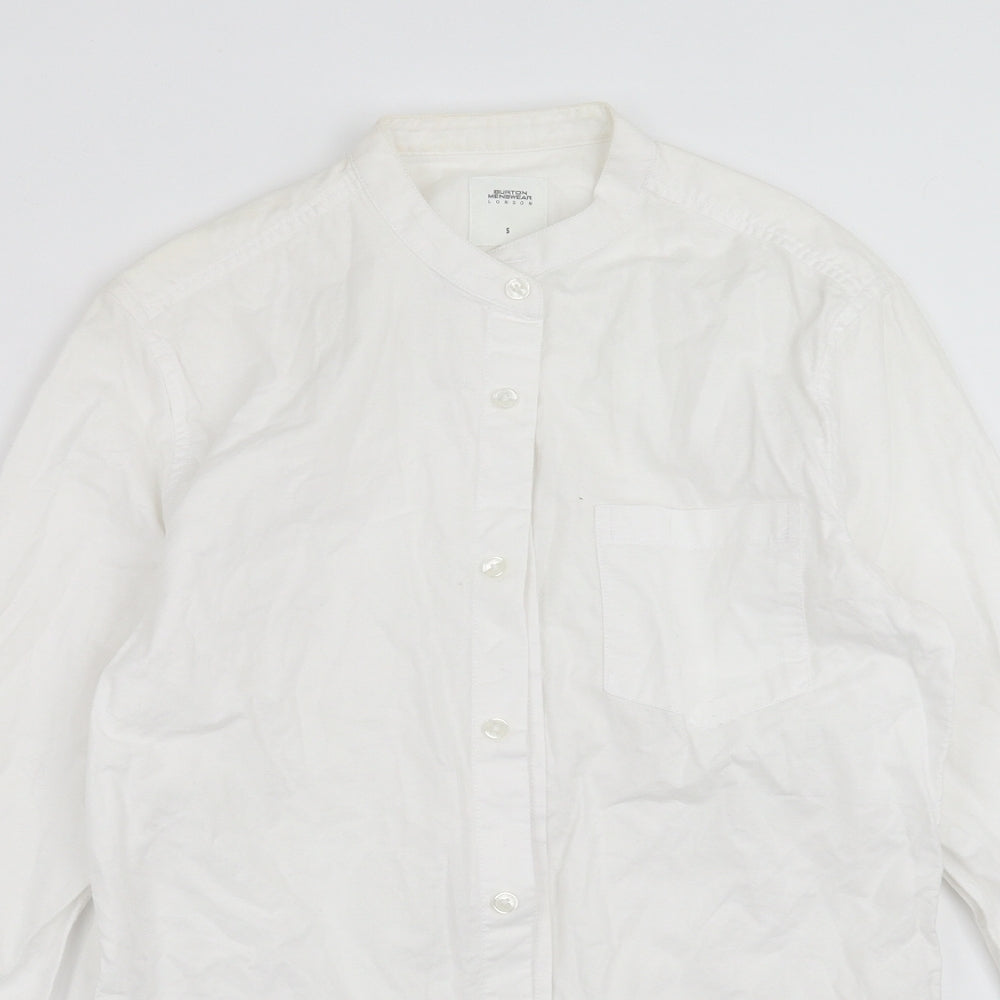 Mens UK Size S Burton Menswear White  Button-Up Long Sleeve Casual Shirt