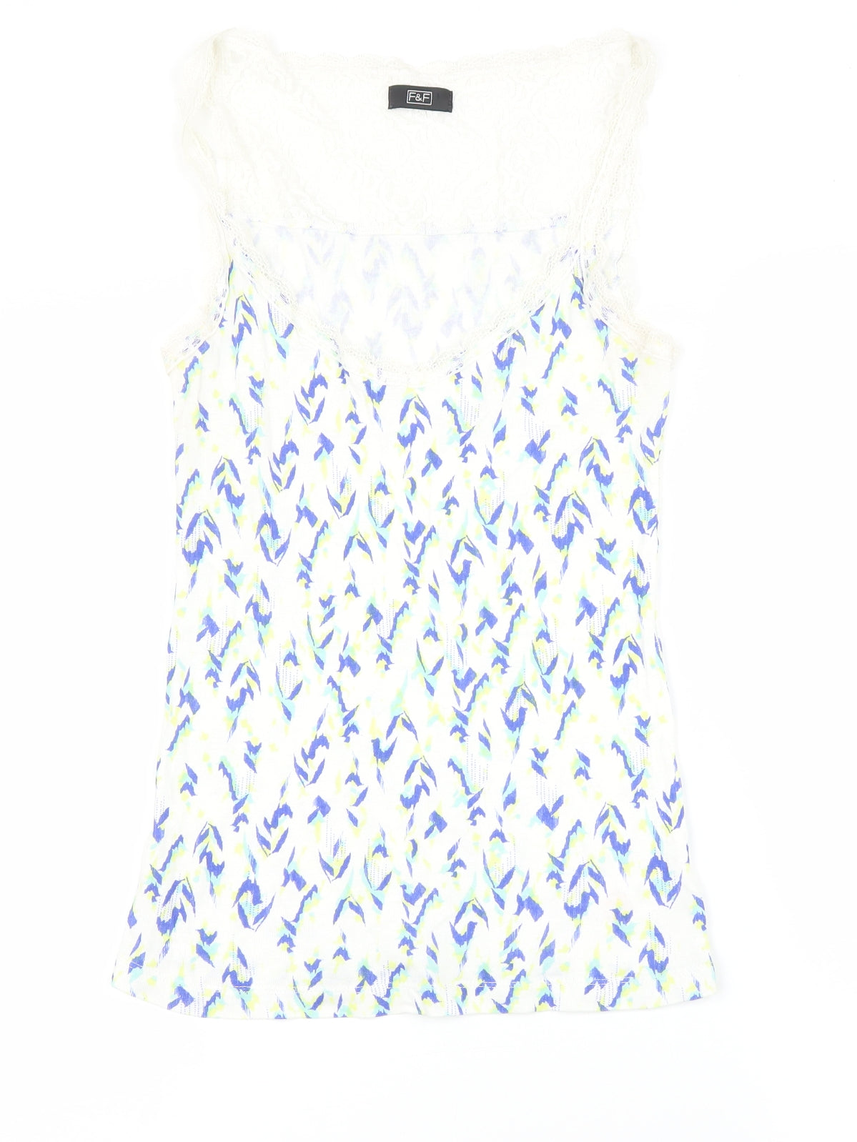 F&F Womens White Geometric  Basic Tank Size 12