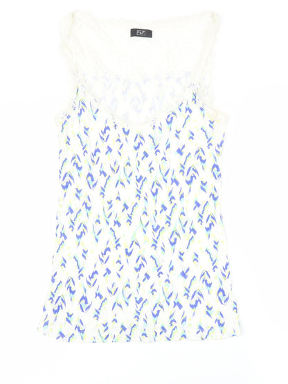 F&F Womens White Geometric  Basic Tank Size 12