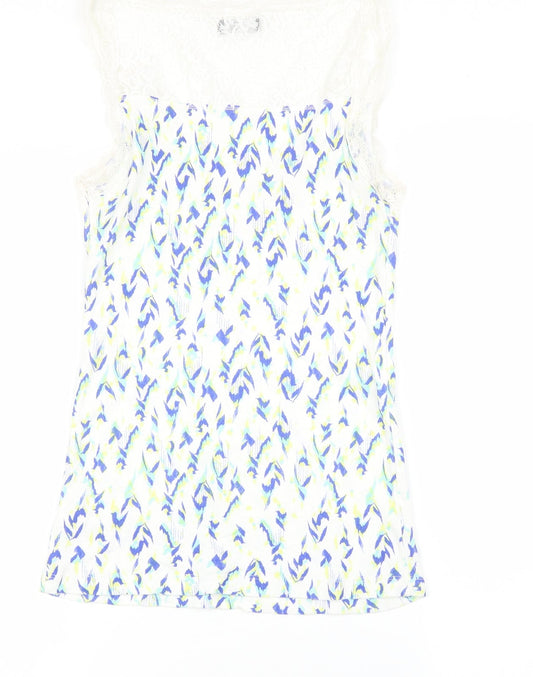 F&F Womens White Geometric  Basic Tank Size 12