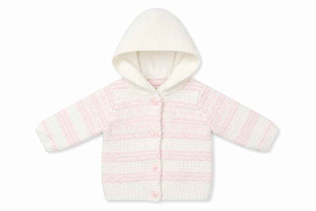 Front view of George girls’ multicoloured striped cardigan jumper one size