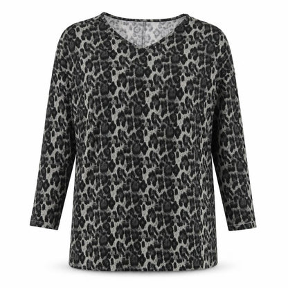 Style Dome Womens Grey Animal Print  Basic T-Shirt Size 12