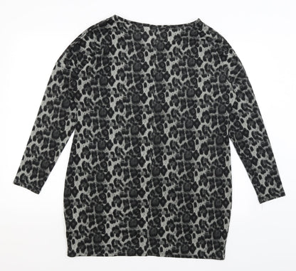 Style Dome Womens Grey Animal Print  Basic T-Shirt Size 12