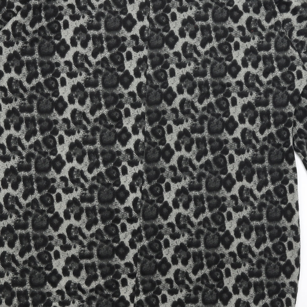 Style Dome Womens Grey Animal Print  Basic T-Shirt Size 12