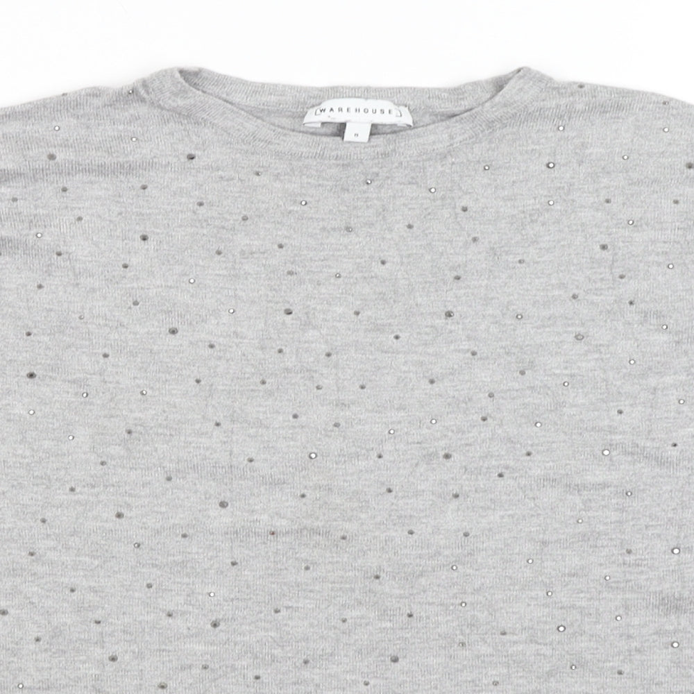 Warehouse Womens Grey   Basic T-Shirt Size 8