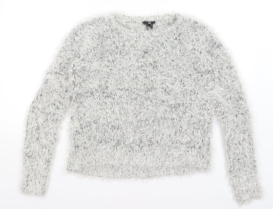 Womens UK Size XS H&M White Pullover Jumper