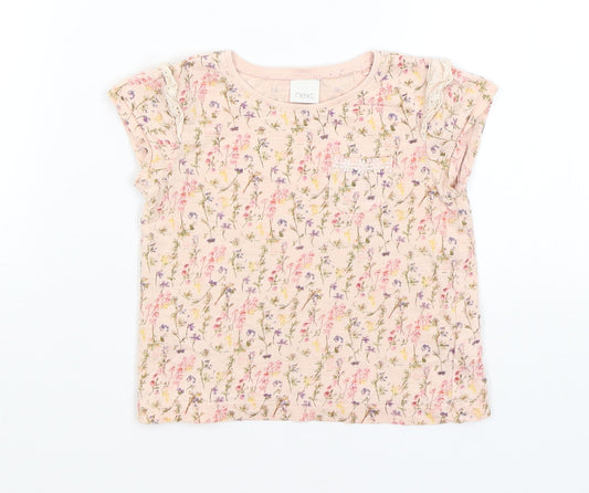 NEXT Baby Pink Floral  Basic T-Shirt Size 18-24 Months