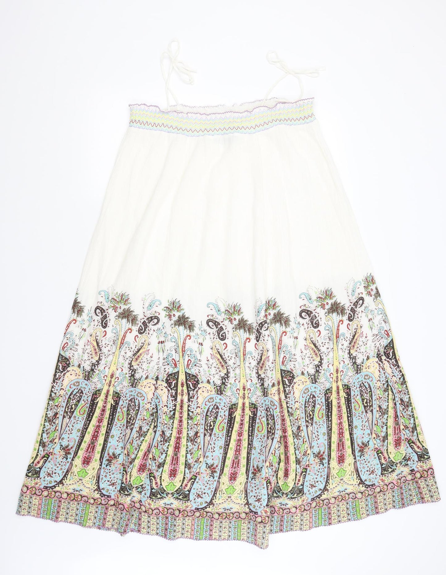In Town Womens White Paisley  A-Line  Size 8