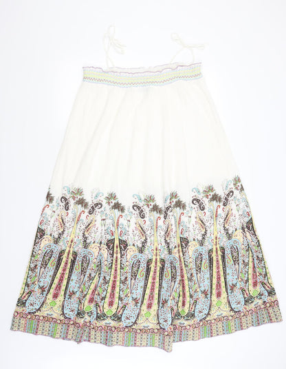 In Town Womens White Paisley  A-Line  Size 8