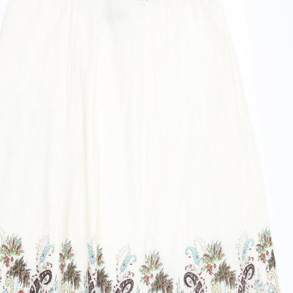 In Town Womens White Paisley  A-Line  Size 8
