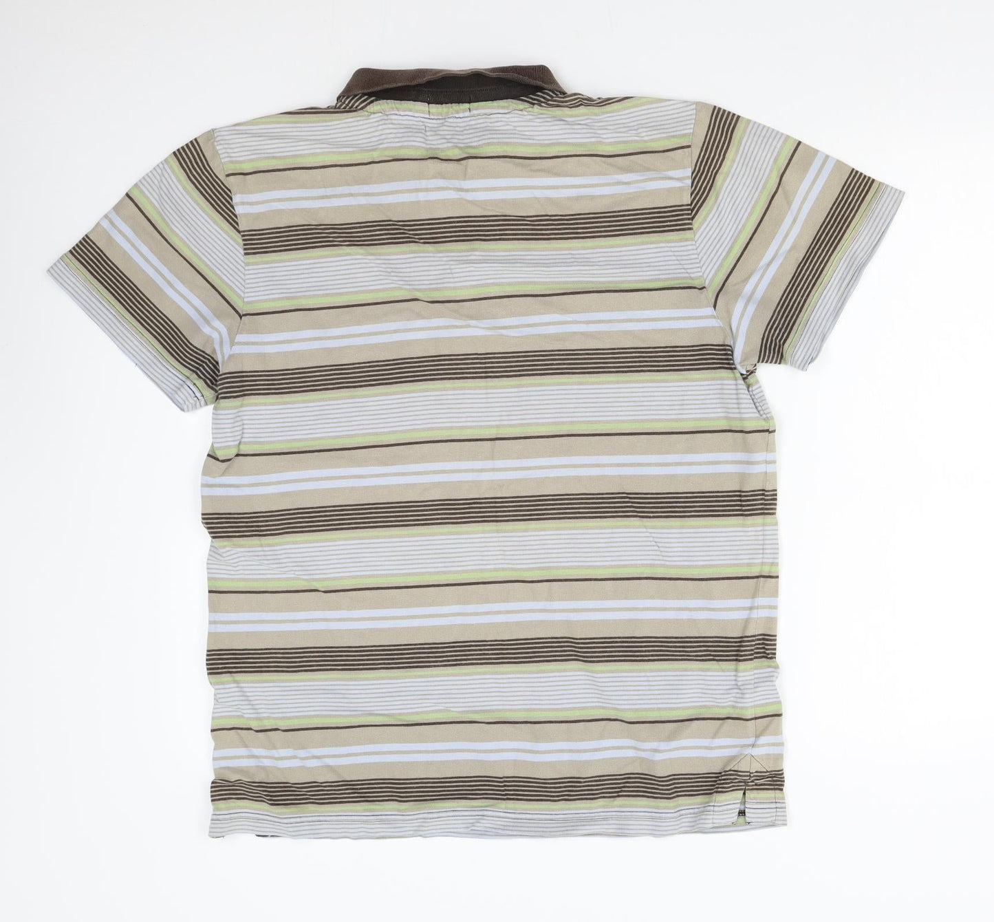 ALS Mens Brown Striped   Polo Size M