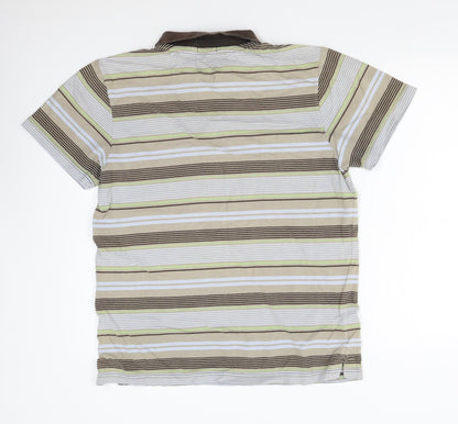 ALS Mens Brown Striped   Polo Size M