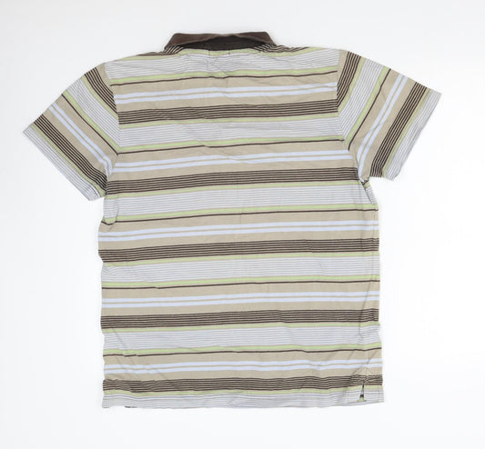 ALS Mens Brown Striped   Polo Size M
