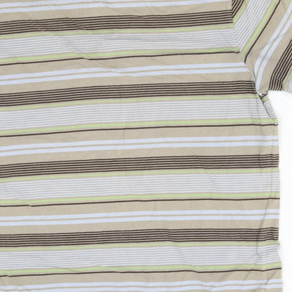 ALS Mens Brown Striped   Polo Size M