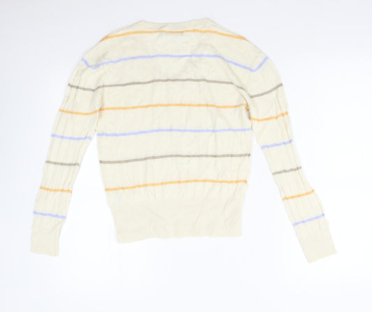 M&S Womens Beige Striped Knit Pullover Jumper Size S