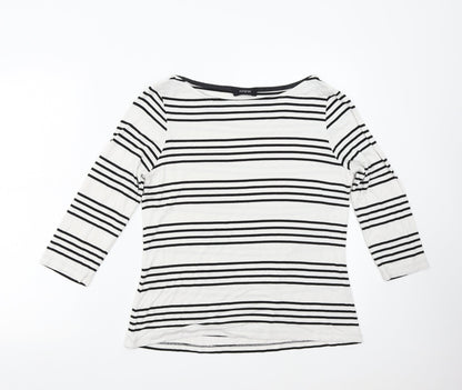 Autograph Womens White Striped  Basic Blouse Size M