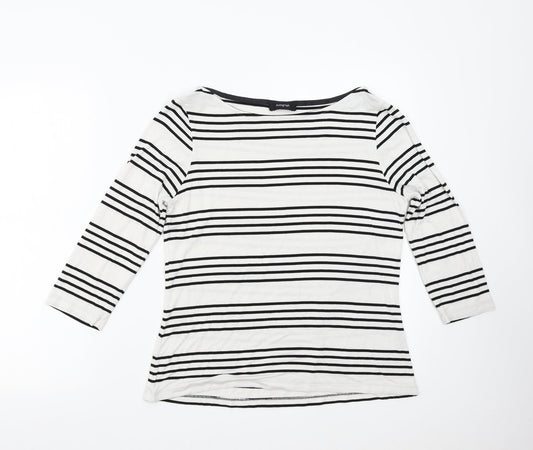 Autograph Womens White Striped  Basic Blouse Size M