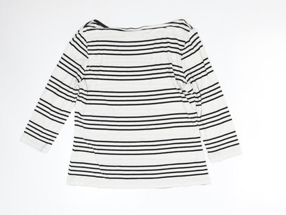 Autograph Womens White Striped  Basic Blouse Size M