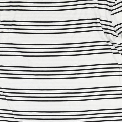 Autograph Womens White Striped  Basic Blouse Size M