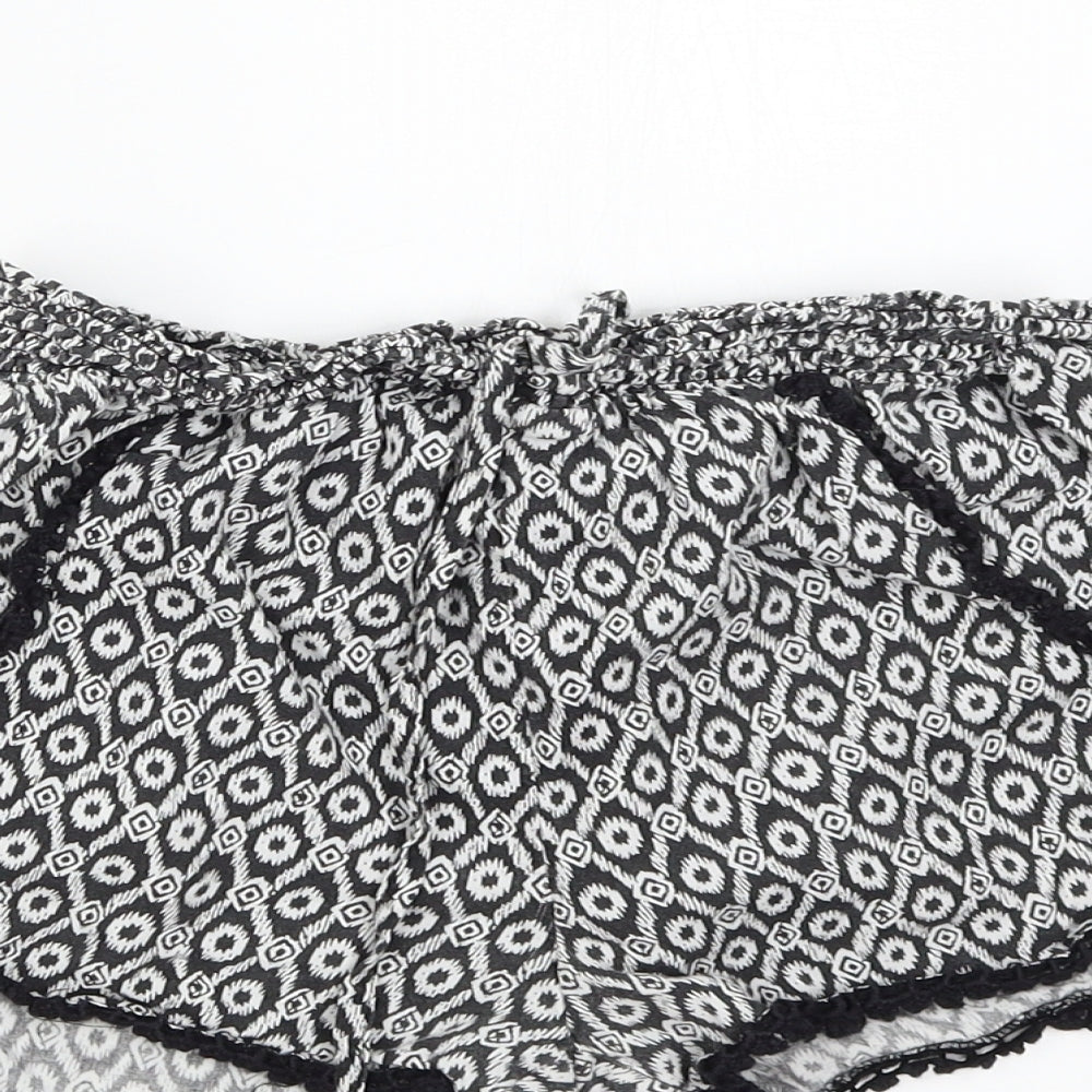 Primark Womens Black Geometric  Hot Pants Shorts Size 8