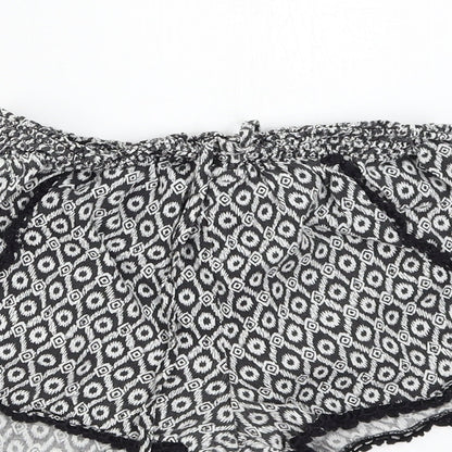 Primark Womens Black Geometric  Hot Pants Shorts Size 8