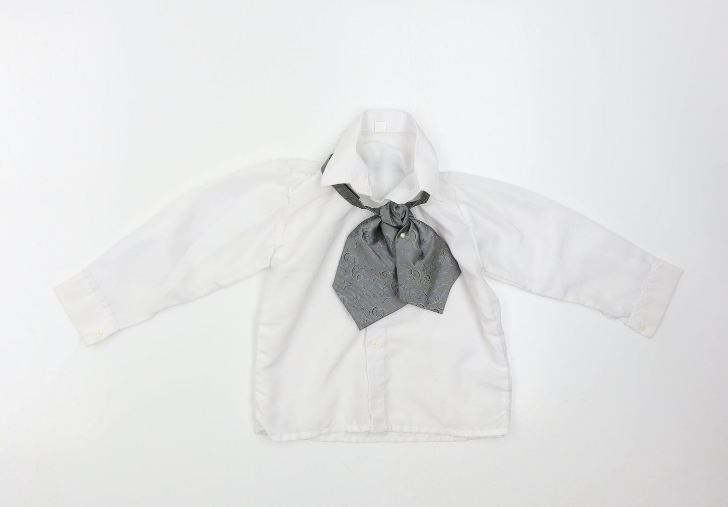 Preworn Boys White   Basic Button-Up Size 4 Years  - With Neck Tie