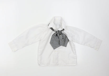 Preworn Boys White   Basic Button-Up Size 4 Years  - With Neck Tie