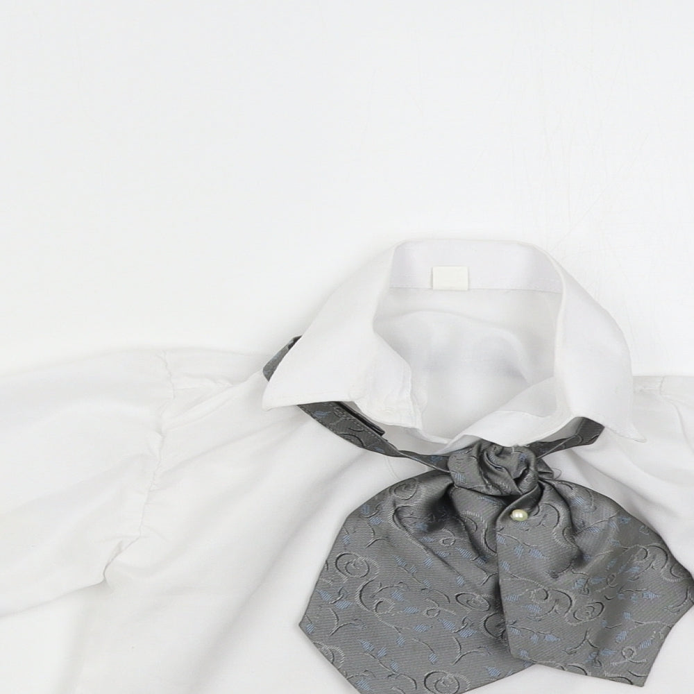 Preworn Boys White   Basic Button-Up Size 4 Years  - With Neck Tie