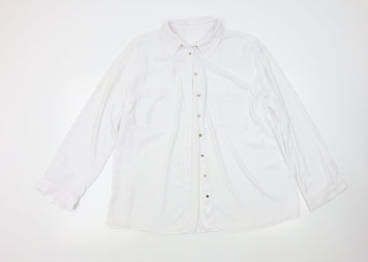 Womens UK Size L Preworn White Basic Blouse