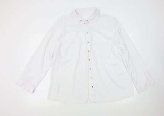 Womens UK Size L Preworn White Basic Blouse