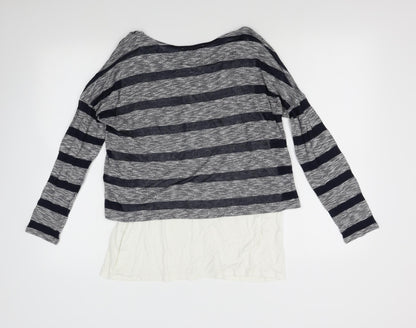 M&M's Womens Grey Striped Knit Pullover Jumper Size 14